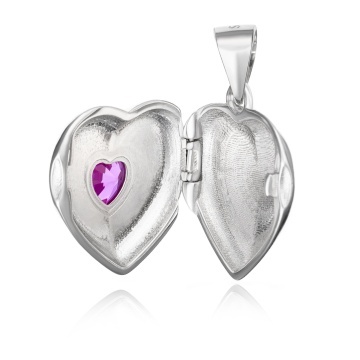 Pandantiv personalizabil Heart din argint 925 cu cristal fuchsia - Img 2