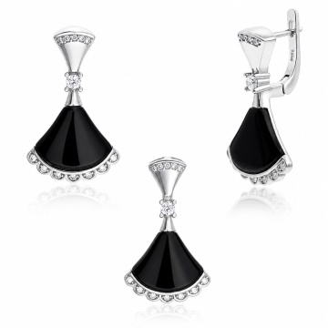 Set cercei si pandantiv din Argint 925 Little Black Dress