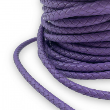 1 Metru Snur Piele naturala impletita 5mm - mov