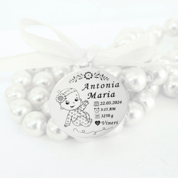 Banut Argint 2.5cm pentru botez - mot - turta personalizabil - Baby Rapsody - Img 2