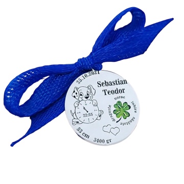 Banut Argint 2cm pentru Botez - Mot - Scaldat - Trifoi - Img 3