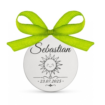 Bănuț de Moț din Argint 925 Personalizat cu Nume, Dată și Soare