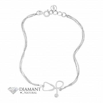 Bratara Dubla cu Stetoscop din Argint 925 si Diamant Natural