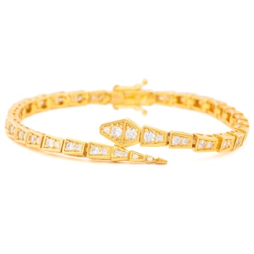 Bratara Geometric Snake din Argint 925 placat cu aur - Img 2