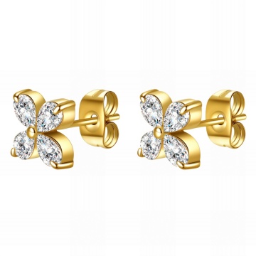 Cercei Crystal Flower din Inox placat cu AUR