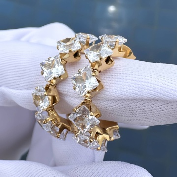 Cercei Grand Crystal din Inox placat cu AUR 18K - Img 2
