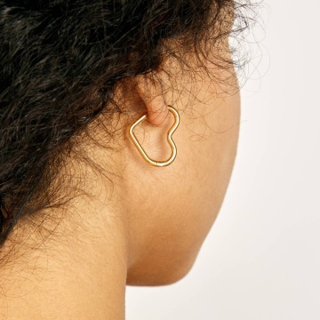 Cercei Hearts din inox placat cu aur 18K, model tip Congo - Img 2