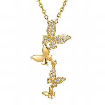 Colier Butterflies din Inox placat cu AUR - Img 2