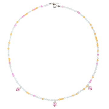 Colier Hearty Pink din Argint 925 cu cristale - Img 2