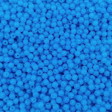 Margele de sticla, rotune, netede 4mm albastre ~ aprox 270 buc - Img 2