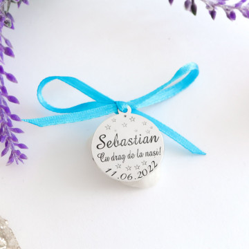 Banut Argint 2cm pentru Mot - Scaldat - Botez - Turta - personalizabil - Img 2
