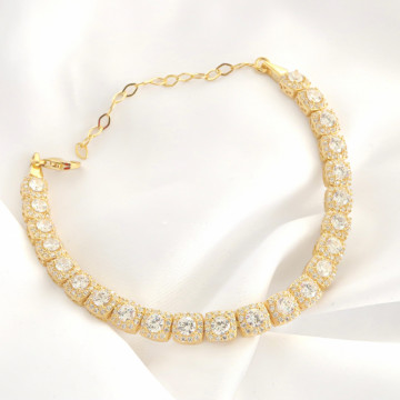 Bratara Angel Cubic Collection din argint 925 placat cu aur cu cristale - Img 2