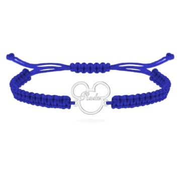 Bratara cu snur pentru copii cu personaj soricel desene animate din argint 925 - personalizat cu nume la alegere