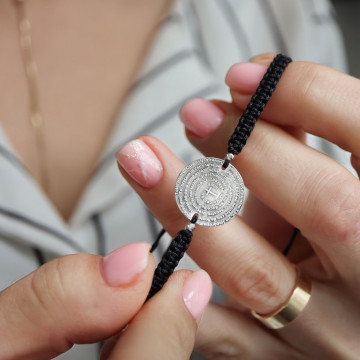 Bratara cu snur si banut din argint 925 - gravat 3d Tatal nostru - Img 4