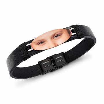 Brățară Kolorino Eyes cu piele și plăcuță din Argint 925 printată color - Img 2