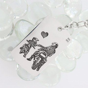 Breloc Biker placuta 2.5x4cm din Argint 925 personalizabil motociclisti Tata si Copil - Img 2