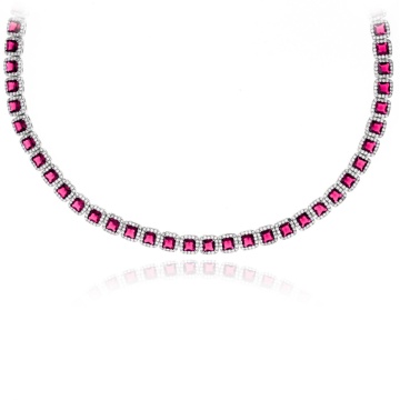 Colier Angel Cubic Collection din argint 925 cu cristale - Fuchsia Edition - Img 1