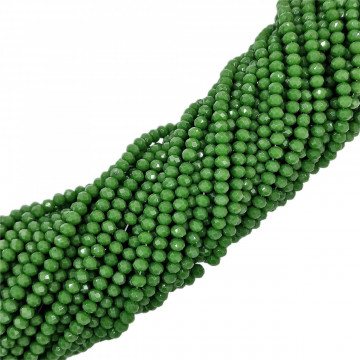 Cristale rondele fațetate de 4 mm - șirag aprox 130 bucăți - verde opac