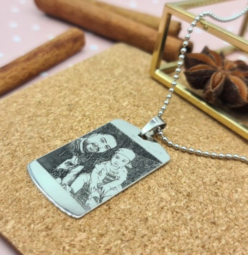 Lantisor Army cu placuta din argint 925 personalizata prin fotogravura - Img 2