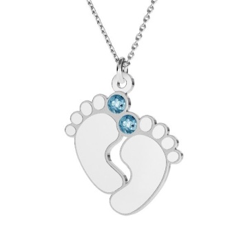 Link din argint - pentru colier - talpite bebe Blue Crystal - Img 2