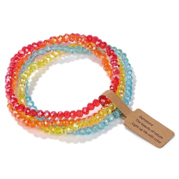 Set Rainbow – 4 Brățări Elastice cu Cristale Multicolore