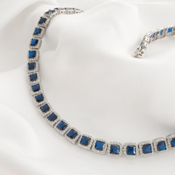 Colier Angel Cubic Collection din argint 925 cu cristale - Blue Edition - Img 3