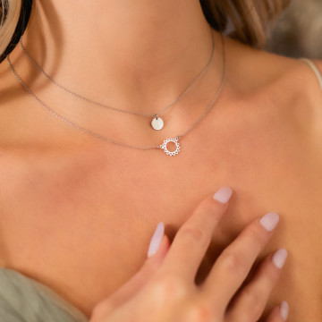 Colier dublu din argint 925 cu banut personalizabil si soare - Img 5