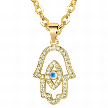 Colier Evil Eye Crystal din Inox placat cu AUR - Img 2