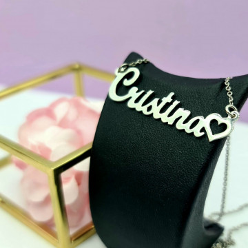 Colier Promo din argint cu inimioara decupata personalizabil cu orice nume - Img 2