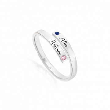Inel Simbiotic din Argint 925 personalizat cu Nume si Cristale - Img 2