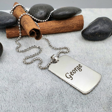 Lantisor argint tip Army cu bile si placuta personalizata cu nume - Img 2