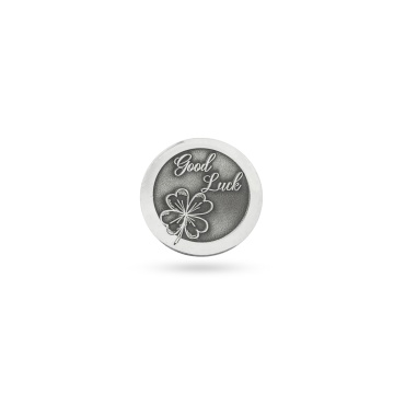 Moneda Norocoasa din Argint 2cm - Trifoi - Img 1