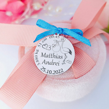 Banut Argint 2.5cm pentru Botez - Mot - Scaldat - Personalizabil - Img 2