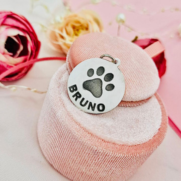Banut personalizat din Argint 925 - 25mm - pentru zgarda caine de talie mare - Img 2