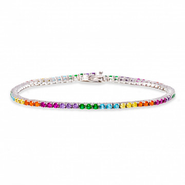 Bratara Tennis din argint 925 cu cristale multicolore