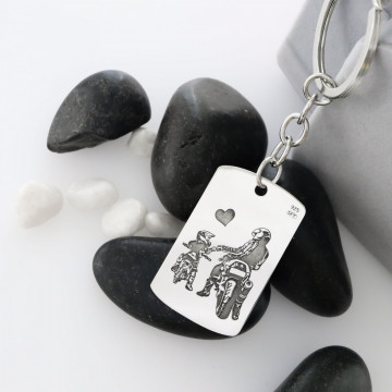 Breloc Biker placuta 2.5x4cm din Argint 925 personalizabil motociclisti Tata si Copil - Img 3