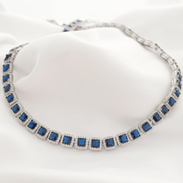Colier Angel Cubic Collection din argint 925 cu cristale - Blue Edition - Img 2