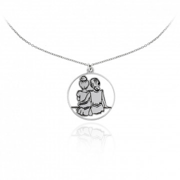 Colier BFF personalizabil cu disc din argint pentru surori / cele mai bune prietene