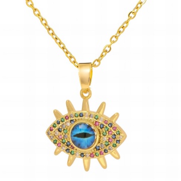 Colier Evil Eye Ness din Inox placat cu AUR - Img 2