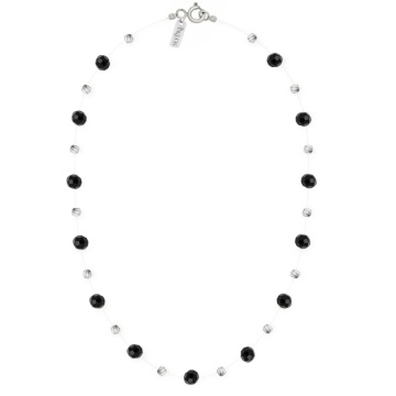 Colier Floating Black cu cristale și bile din Argint 925