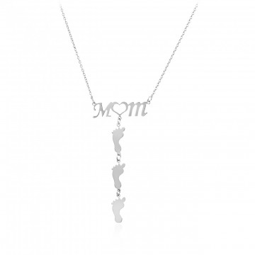 Colier MOM din argint 925 - cu talpite bebe personalizabile