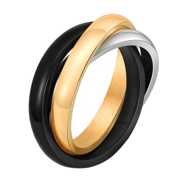 Inel Trilogy Mix din Inox placat cu AUR 18K M7/55