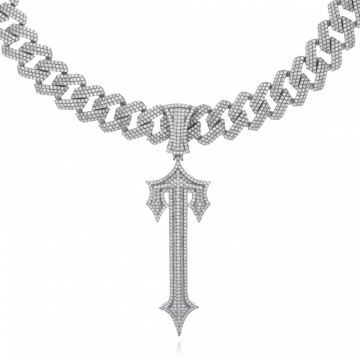 Lant Cuban cu pandantiv Trapstar din argint 925 cu cristale - Img 2