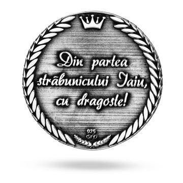 Moneda Botez 3cm din Argint 925 personalizata 3D cu datele copilului si fotogravura - Img 3