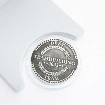 Moneda Teambuilding 3cm din Argint 925 personalizata cu sigla firmei - Img 4