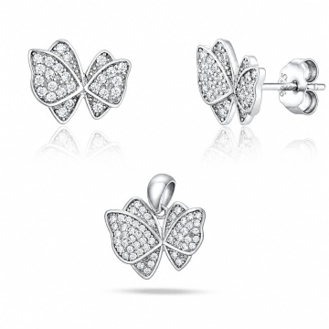 Set cercei si pandantiv din Argint 925 Butterfly