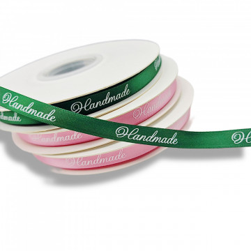 1m x Banda Satin imprimata "Handmade" - Img 1