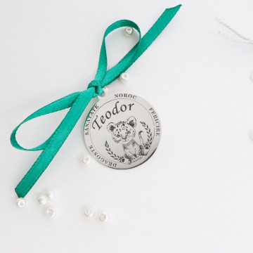 Banut Argint 2.5cm pentru Mot - Scaldat - Botez - Turta - personalizabil - Img 3
