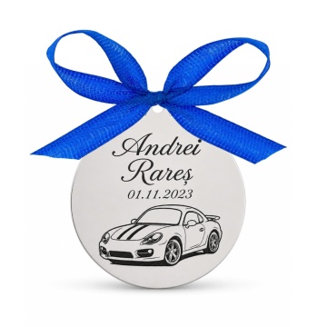 Bănuț de Moț din Argint 925 Personalizat cu Nume, Dată și Model Mașină