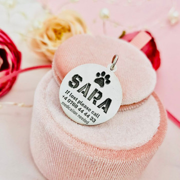 Banut personalizat din Argint 925 - 25mm - pentru zgarda caine de talie mare - Img 2
